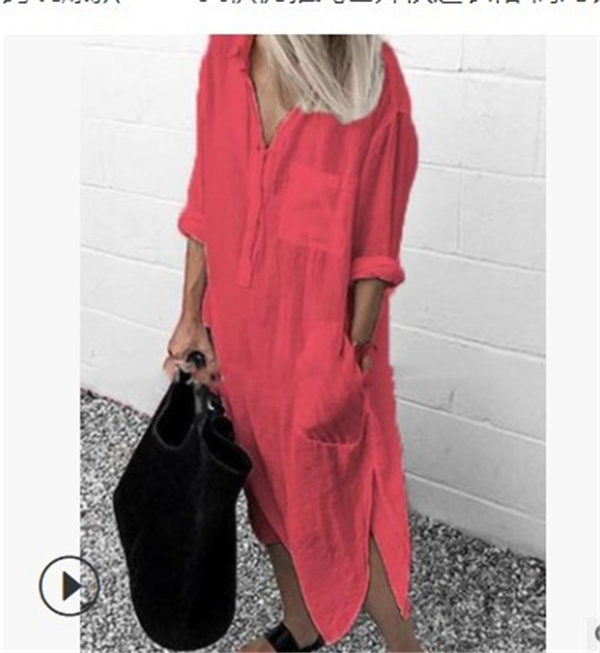 Linen Fashion Womens Boho Long Maxi Dress Lady Party Evening Summer Beach Sundress Women V Neck Long Dress