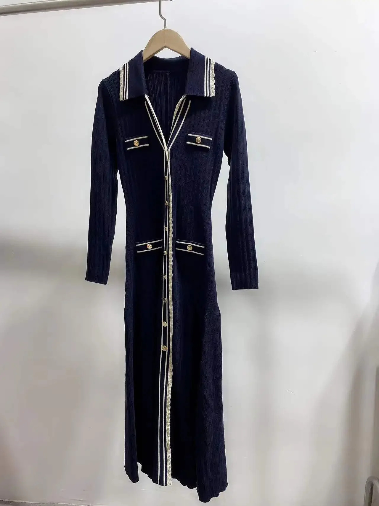 summer womens knitted dress Vneck longsleeved French elegant party women 250106