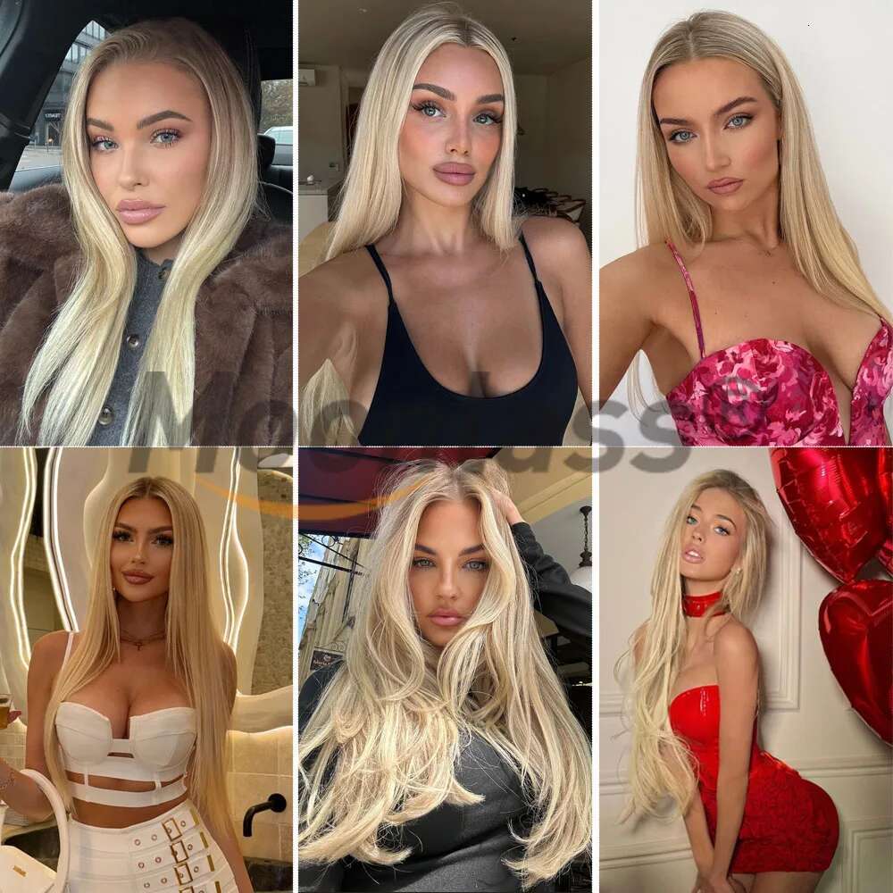 Ombre Ash Blonde Straight 100% Human Hair 200% Density 13x6 Transparent Lace Front Wigs Natural Haire Remy Wig For Women