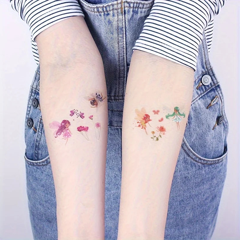 12 Sheets Flower Fairy Temporary Tattoo Sticker For Princess Perfect Gift Birthdays Party Outdoor Sports 241230