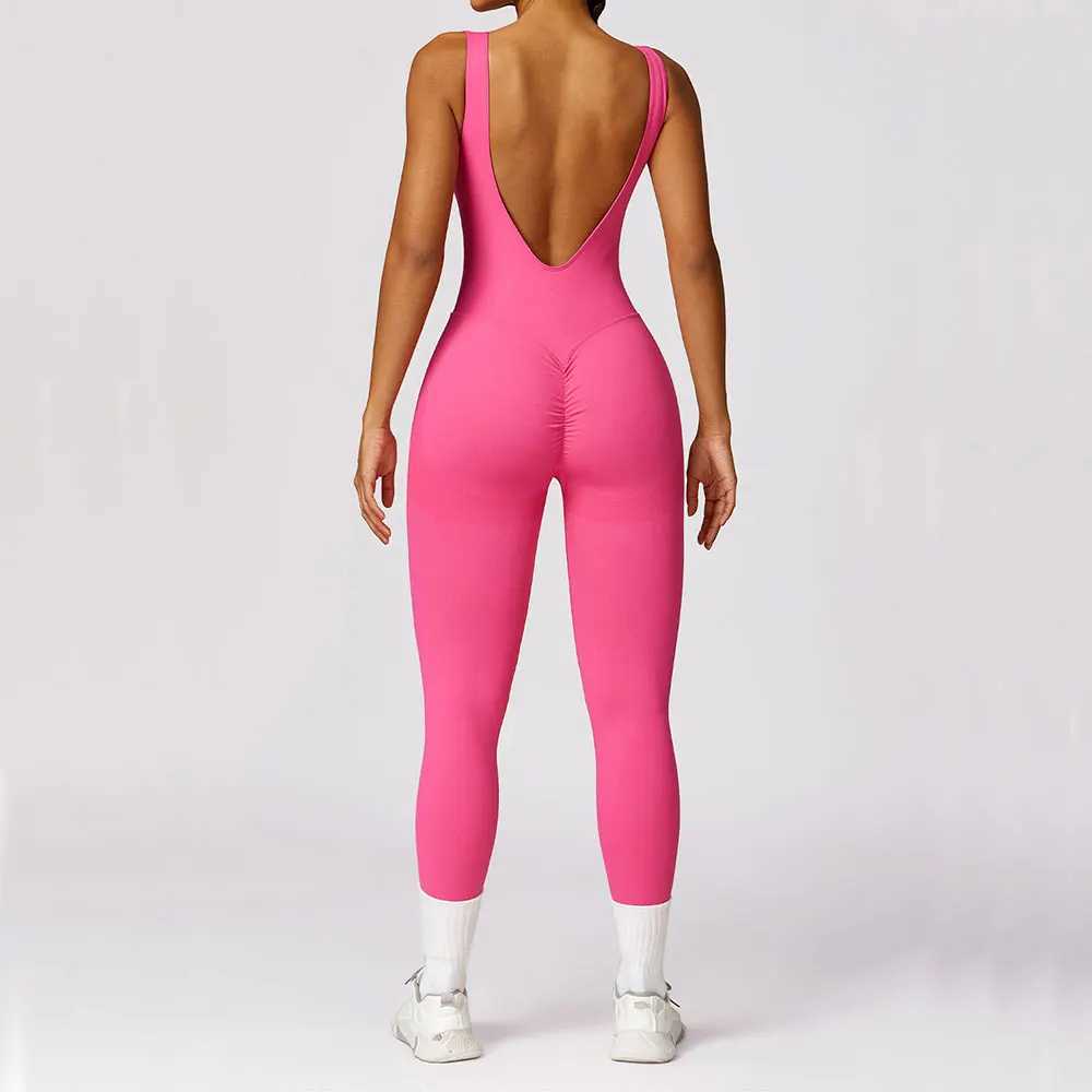 Gym Set One Piece Women Training Yoga Suit Sportswear Women Sports Jumpsuit Fitness Rompers Stretch Female Workout BodysuitsXJ250109