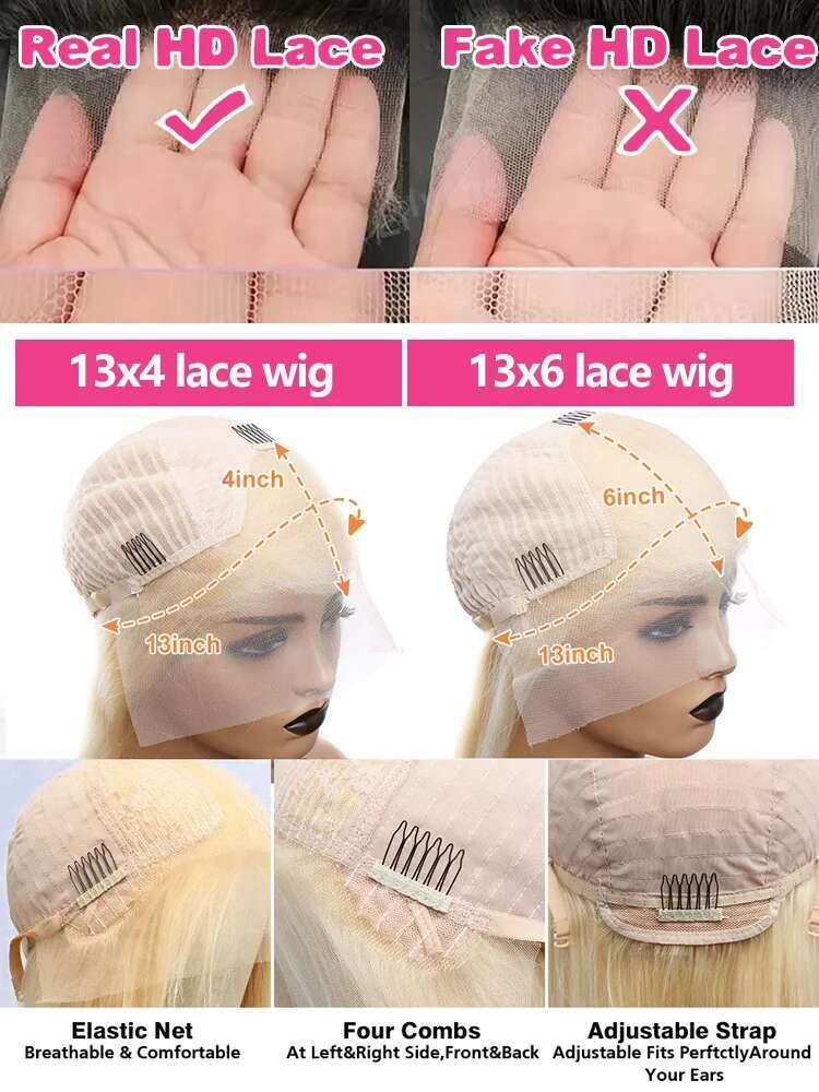 30 40 inch 613 Honey Blonde Straight 13x4 Lace Wigs Human Hair Glueless 5x5 Closure Brazilian Hd 13x6 Front Wig PrePlucked