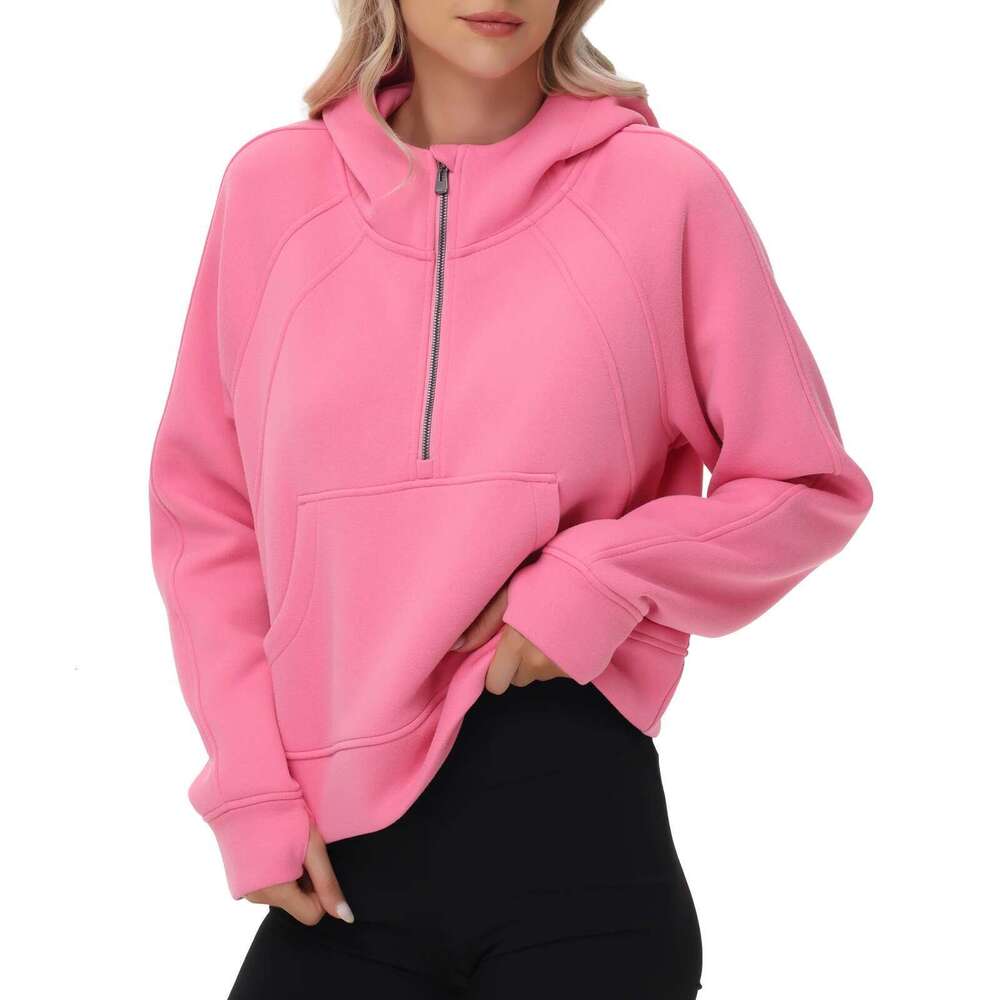 Women's Wear Women's Fleece Pullover Solid Warm Hoodies Half Zipper Long Sleeve Sweatshirts Tracuits Outfits Short-Style Sports Suit