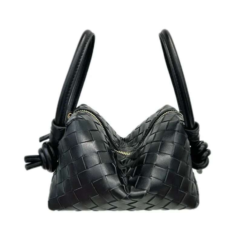 2024 New Vintage Cow Leather Woven Pillow Women's Shoulder Underarm Crossbody Bag Trendy Motorcycle Equipment Accessories