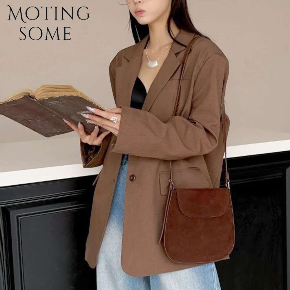 Motingsome 2025 Winter Bags Woman Natural Suede Leather Mini Tote Retro Messenger Shoulder Purse Crossbody Saddle Bag