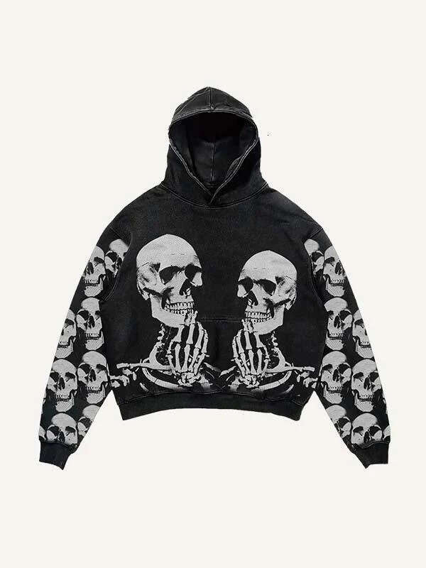 Skeleton 3D printed for both men and women, casual pullover hoodie