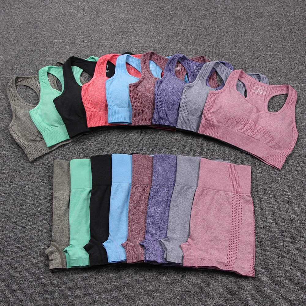9 Colors Seamless Yoga Set Sport Set Women Fitness Gym Clothing Padded Sports Bra High Waist Gym Shorts Gym Set Sports SuitsXJ250109