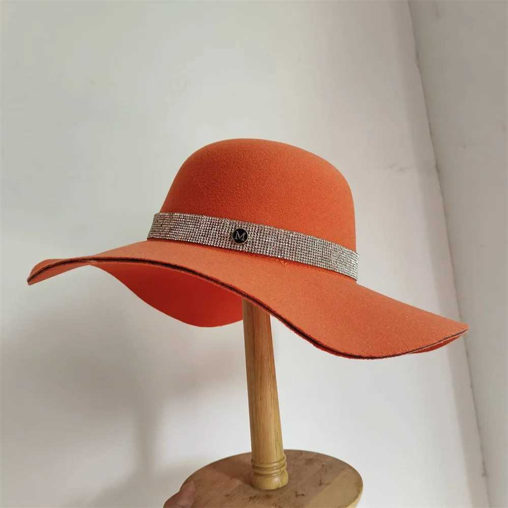 French retro warm large Brim colored felt hat unisex Fe Fashion De Bucket Hat church wedding hat complete set X250109