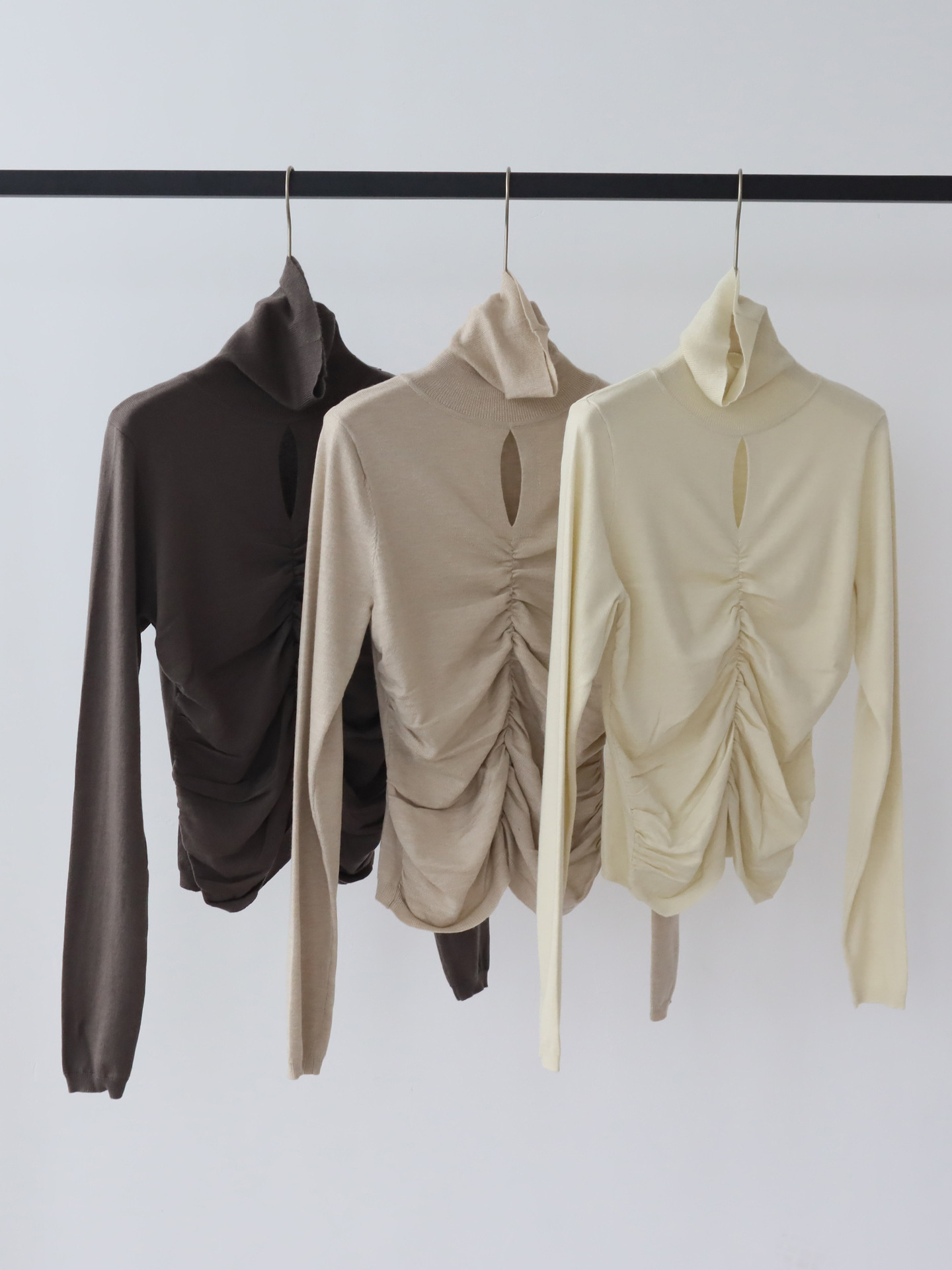 MMBB1 Women's Wool Blend Pleated Pullover with Soft Half Turtleneck