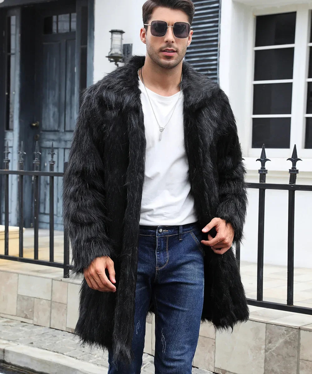 Warm Faux Fur Long Coat Jacket Winter Mens Leisure Jackets Windbreaker Women Thick Fluffy Bontjas Outerwear 250107