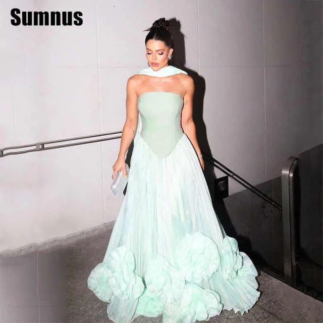 SUMNUS Elegant ALine Prom Dress Chiffon Ruched Ruffle Sleeveless Formal Evening FloorLength Vestidos de noche Customized 250106