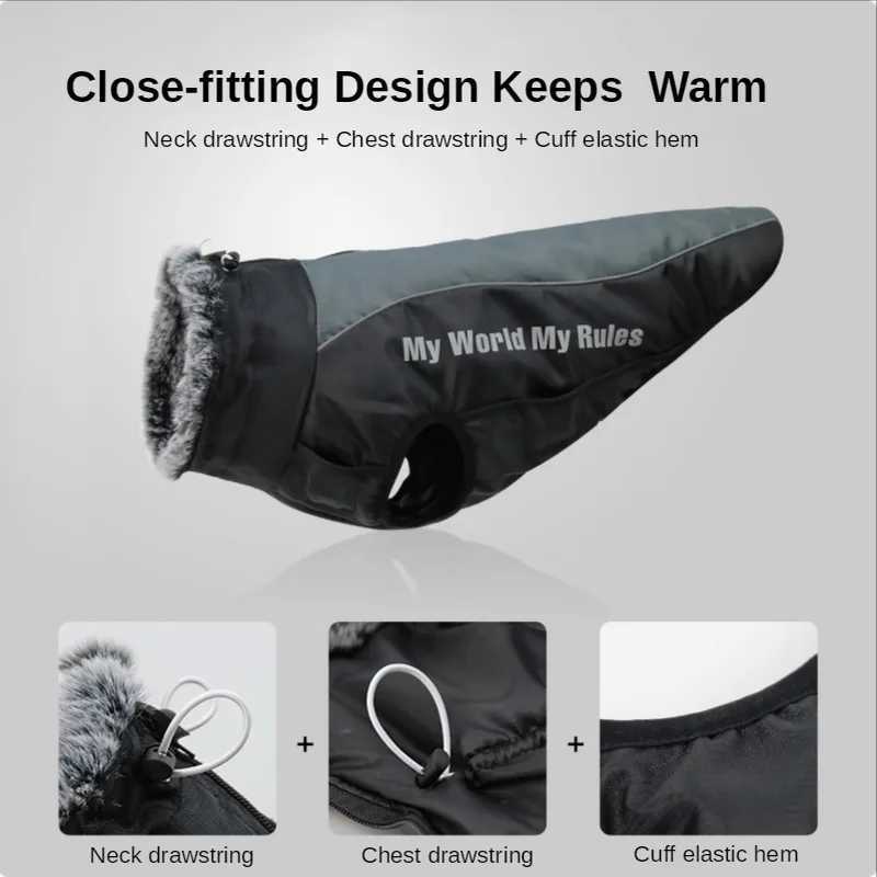 Clothes For Large Dogs Waterproof Big Dog Vest Jacket Autumn Winter Warm Fur Collar Pet Dog Coat For French Bulldog Wilma DogXJ250109