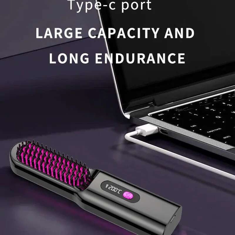 Rechargeable Fast Heating Hair Straightener Comb Portable Negative Ion Wireless Ceramic Cordless Straightening Styg Brush