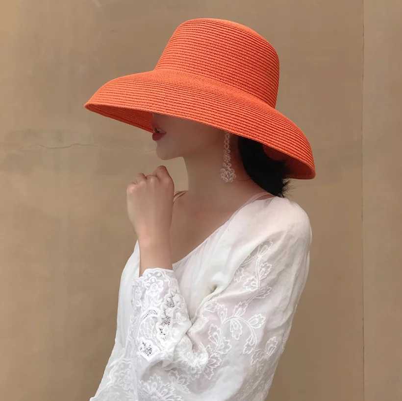 Mticolor Hat 2023 New Wens Summer Sun Hat Folding Beach Hat Big brim Travel Sunscreen Hepburn Sun Hat X250109