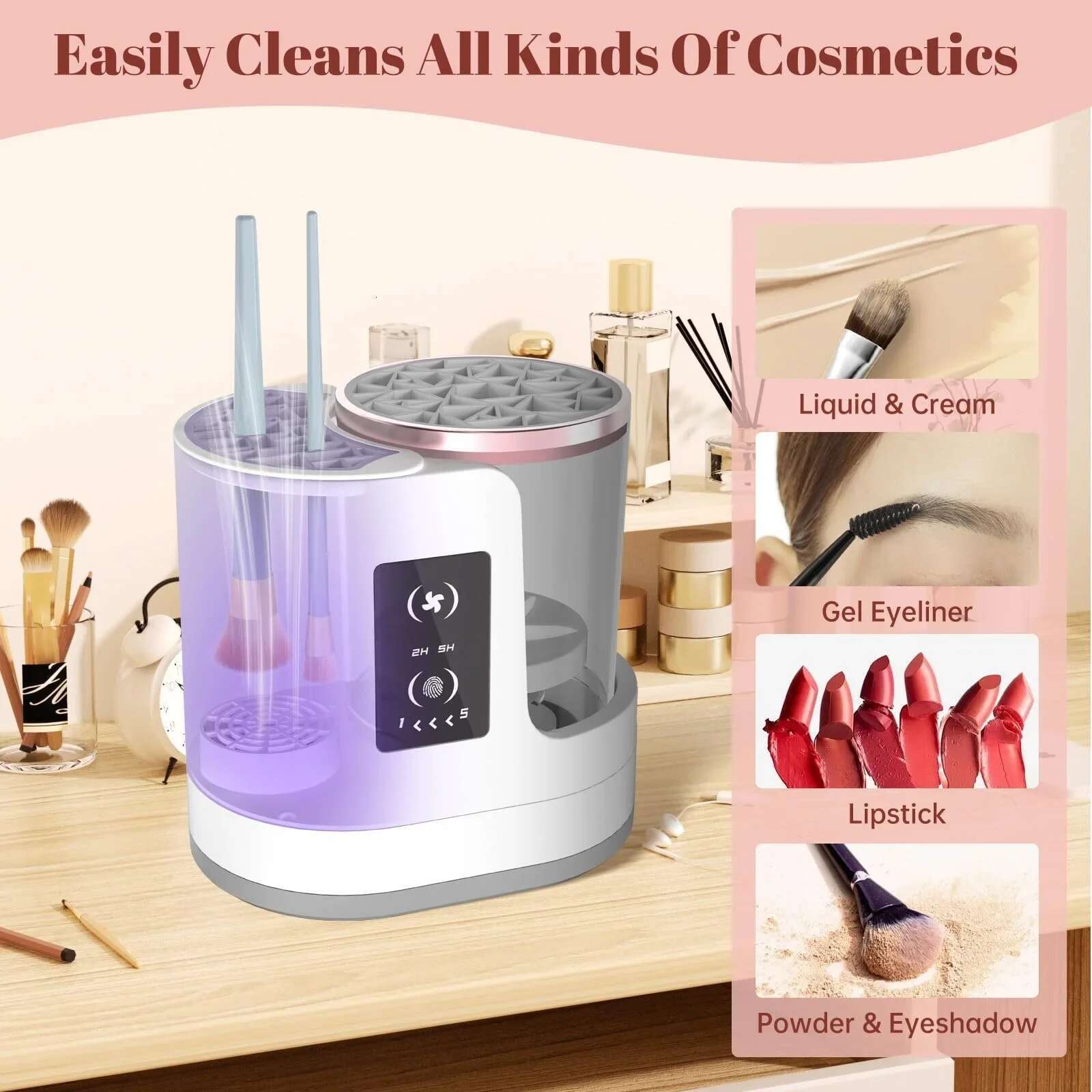 3 in 1 Electric Makeup Cleaner with Dryer-Portable Automatic USB Cosmetic Brush Cleaning Tool