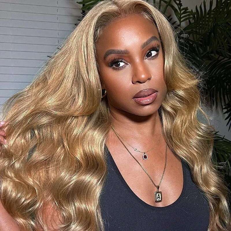 #8 Front Wig Human Hair Body Wave Ash Blonde Pre-Plucked Transparent Lace Closure Wigs for Women Free Part