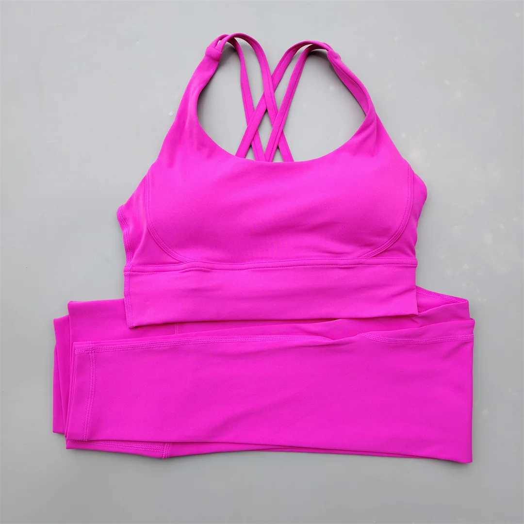 Sexy Yoga Clothes Gym Solid Color Sports Bra Women Leggings Crossed Back Sports Suit Fitness Clothes Soft Breathable ComfortableXJ250109