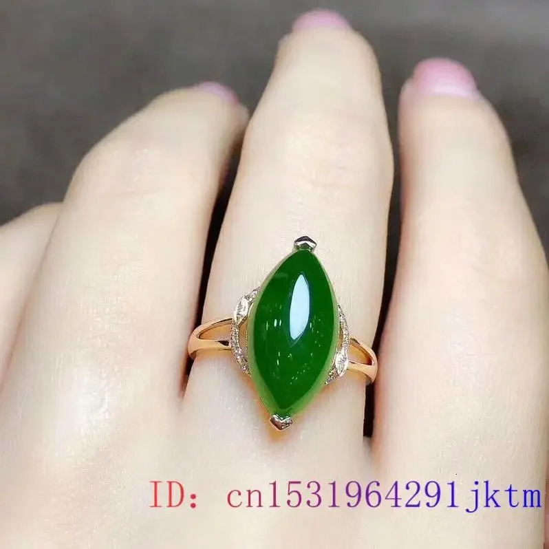 Green Jade Ring 925 Silver Amulet Natural Gifts Chalcedony Zircon Jewelry Women Fashion Crystal Gemstone Charm 250106