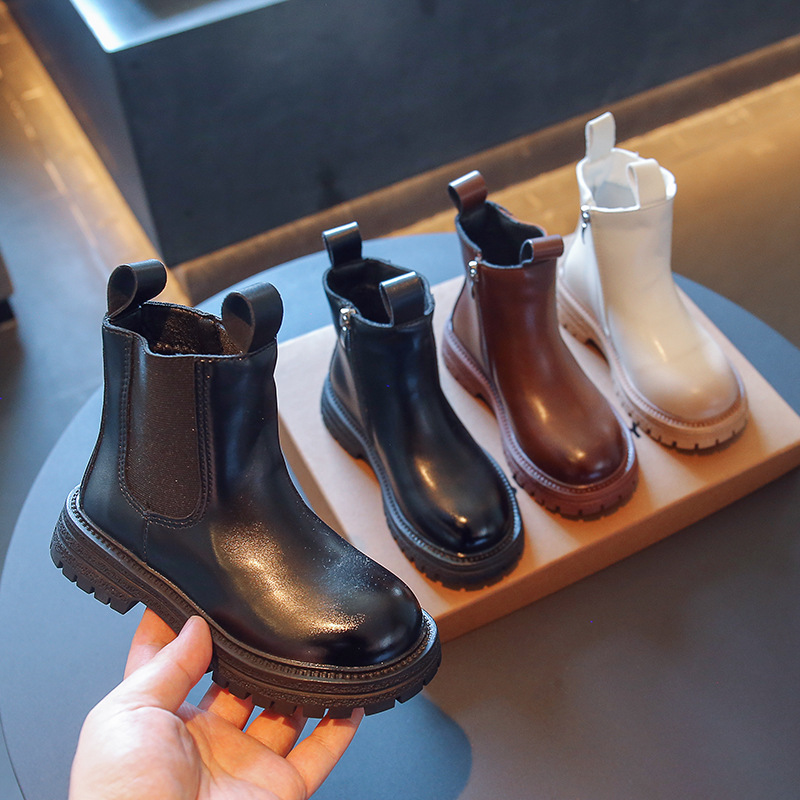 Korean version of fashion children's boots spring new British style solid color children trendy boots girls shoes 2025