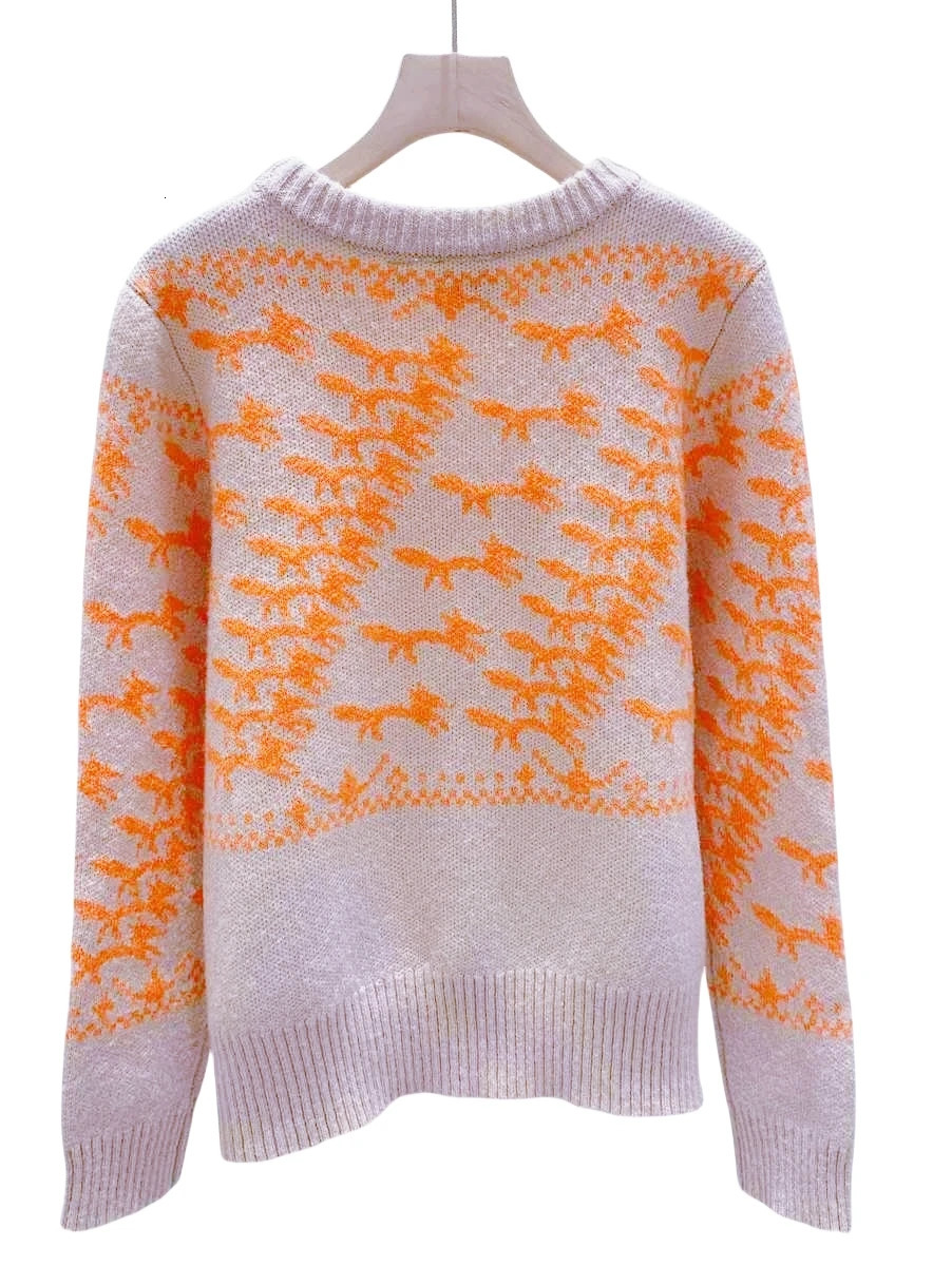 y n Autumn Winter Fox Knit Cardigan Sweater For Women Long Sleeve Top Pullover Knitwear Outerwears Clothes 250108
