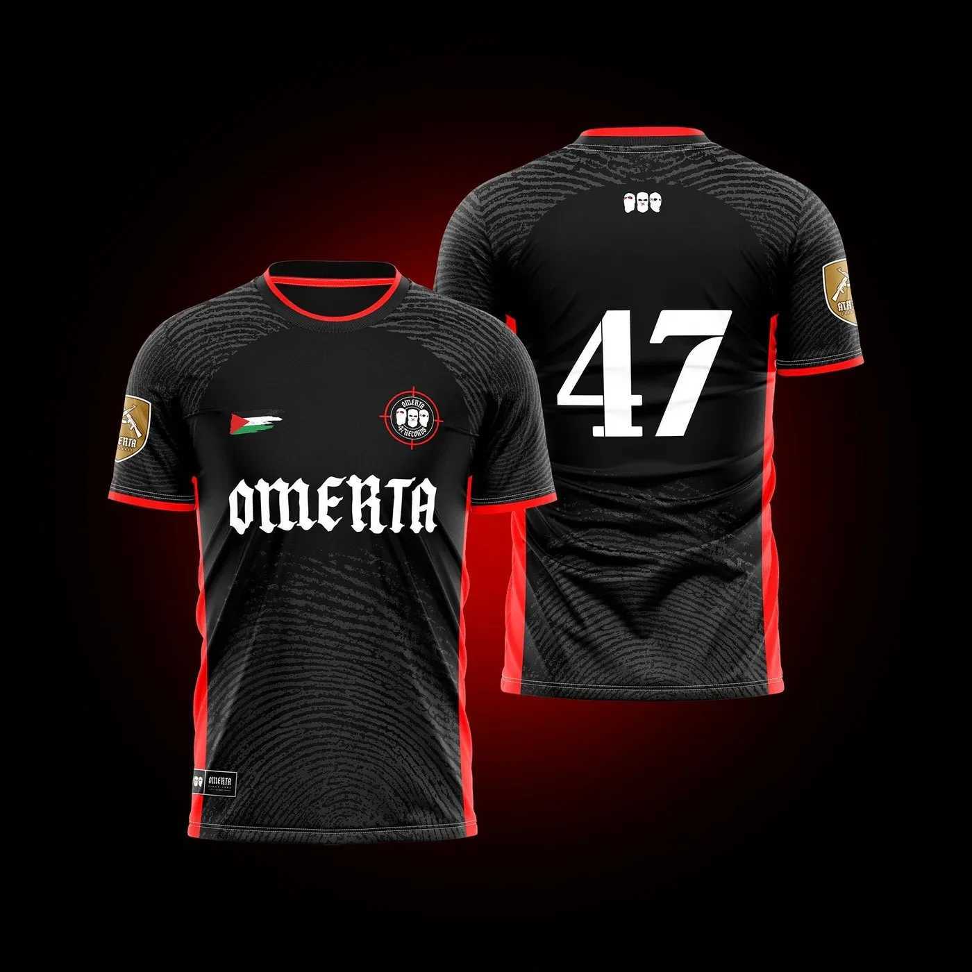 Mens T-Shirts OMERTA Bo Fans Print Breathable Jersey Outdoor Sportwear Man Short Sleeve T-Shirt Oversized Men Clothing Tops X250110