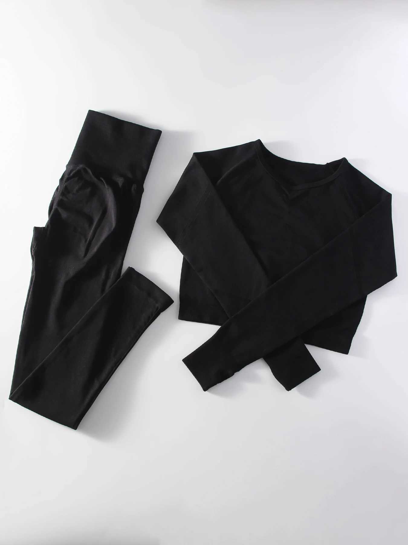 Womens 2 Piece Seamless Yoga Sportswear Set Gym Wear Fitness Wear Short Long Sleeve Top High Waist Leggings Fitness SportswearXJ250109