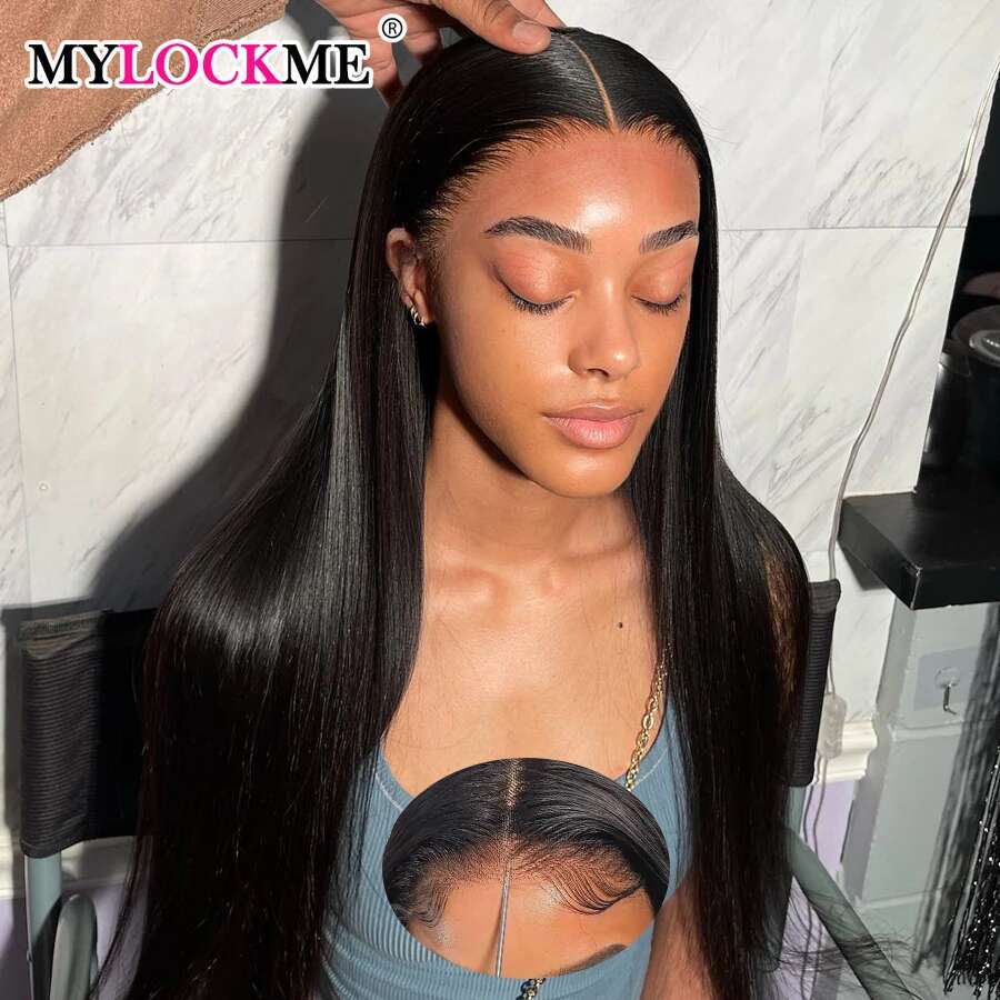 MYLOCKME Go Glueless Brazilian Straight 6X4 5X5 9X6 7X5 Lace Closure Wig Human Hair Ready To Wear Cut Pre Plucked