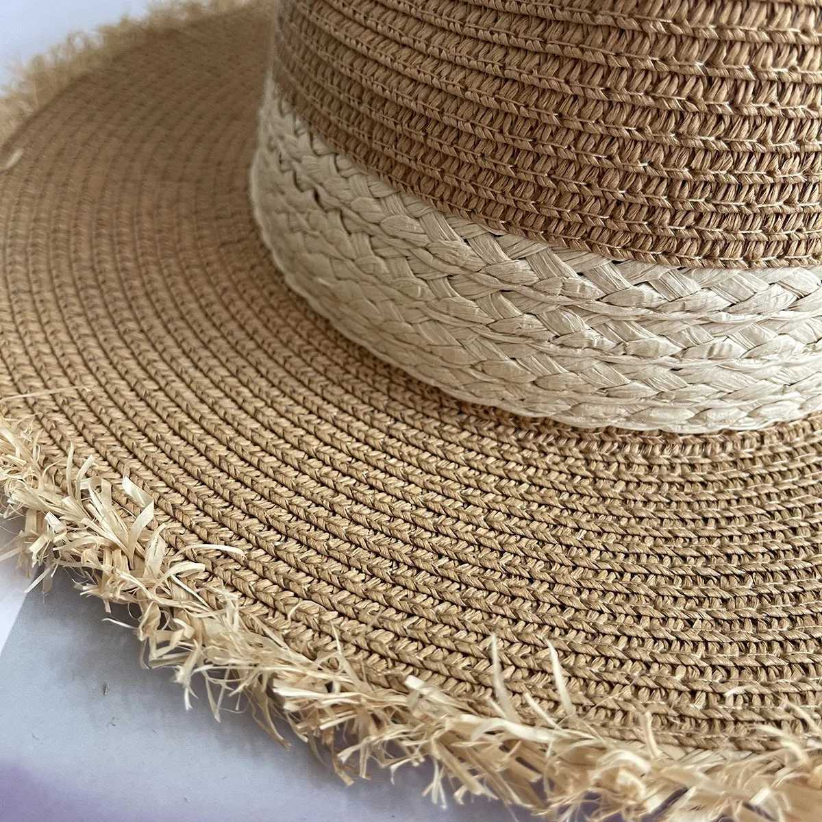 Summer Jazz Hat Mens Warm Sun Hat British Style Womens Rafia Primitive Edge Beach Holiday Sun Hat Panama Hat X250109
