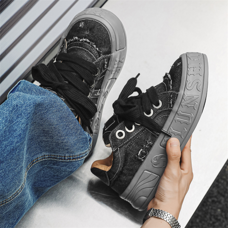 Ddmyoutdoor China Domestic Fashion Blue Denim Casual Original Men S Sneakers Designer Platform Shoes Increase Heel Hip Hop Chunky Sneaker Man Trainers