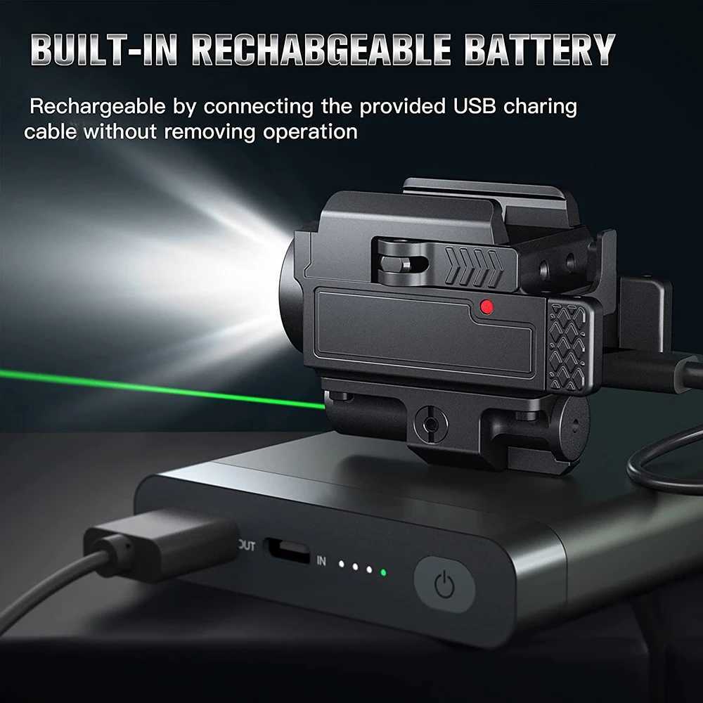800 lumens weapon gun light red green laser sight pistol red green dot sight combination rechargeable flashlight M250409