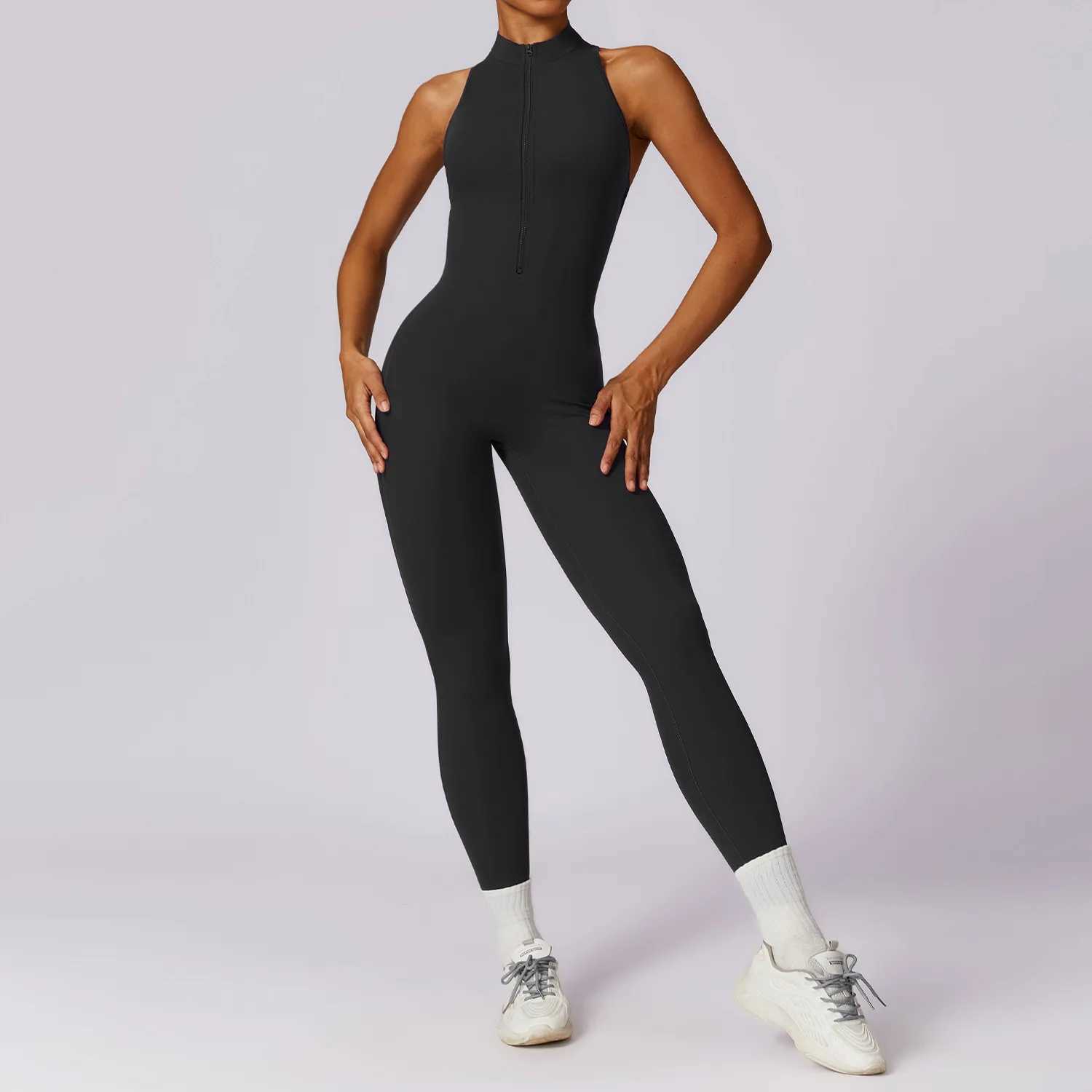 Zipper Yoga Jumpsuit Fitness Sports Overalls Gym Clothing Set Yoga Wear Pilates Workout Clothes Women Outfit Push Up ActivewearXJ250109