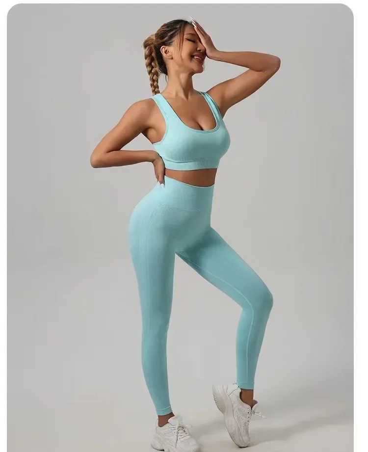 Seamless Yoga Set Women Beauty Back Sports Bra+ Hip Lifting Leggings Workout Set Breathable Fitness Set Gym ClothingXJ250109