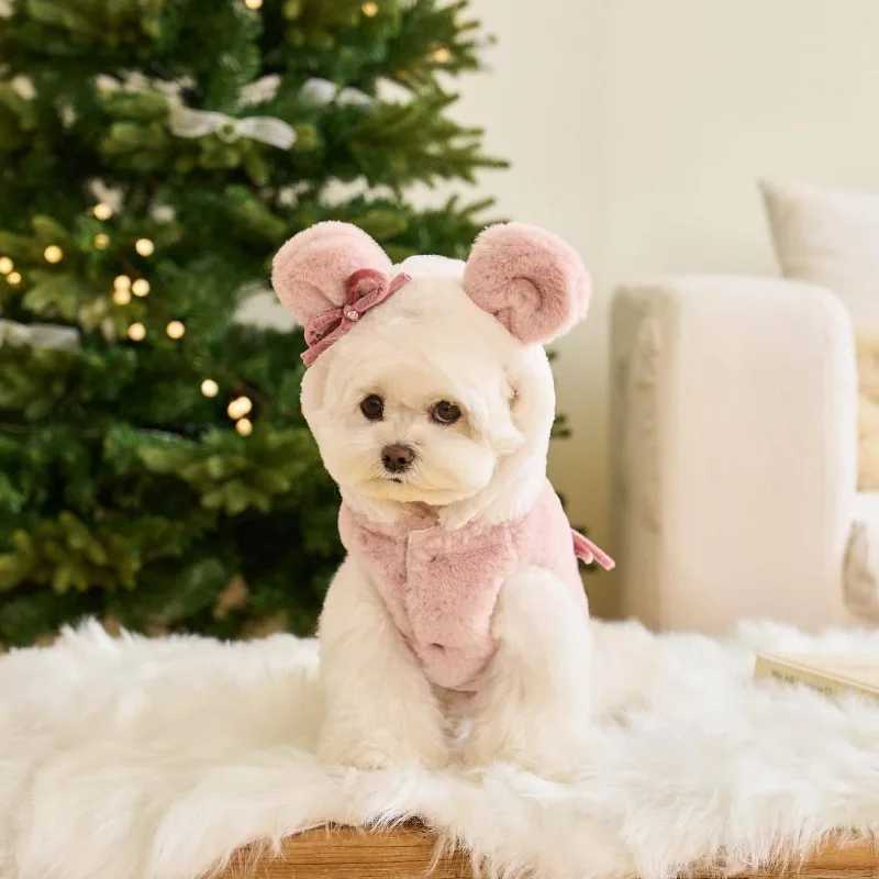Pet Plaid Hooded Teddy Bear Ear Coat Dog Parkas Cat Teddy Bear Schnauzer Yorkshire Small Dog Autumn Winter Outfit Puppy ClothesXJ250109