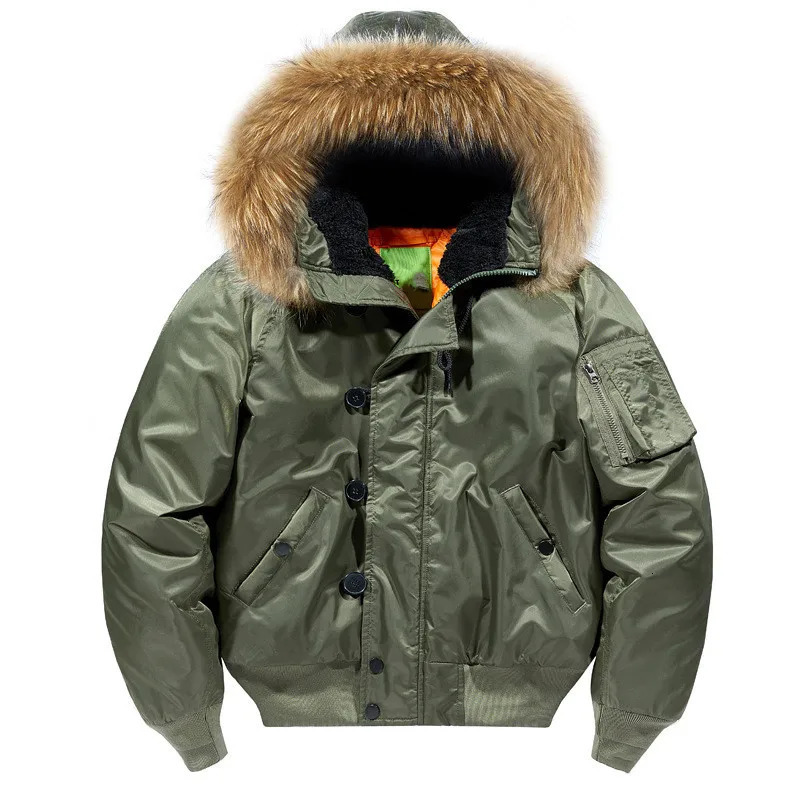 Military Fur Collar Hood Warm Tactical Bomber Winter Jackets Men Hooded N2B Outwear Coats Windproof Flight Pilot MA1 250107