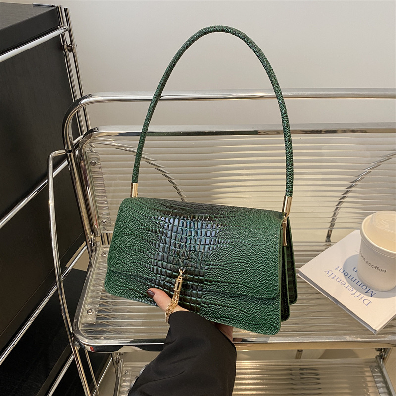 New High-end Designer Bag, Women's Temperament Simple Tassel Shoulder Spring New Versatile Women's Armpit Commuting Bag Small Square Bag Wal