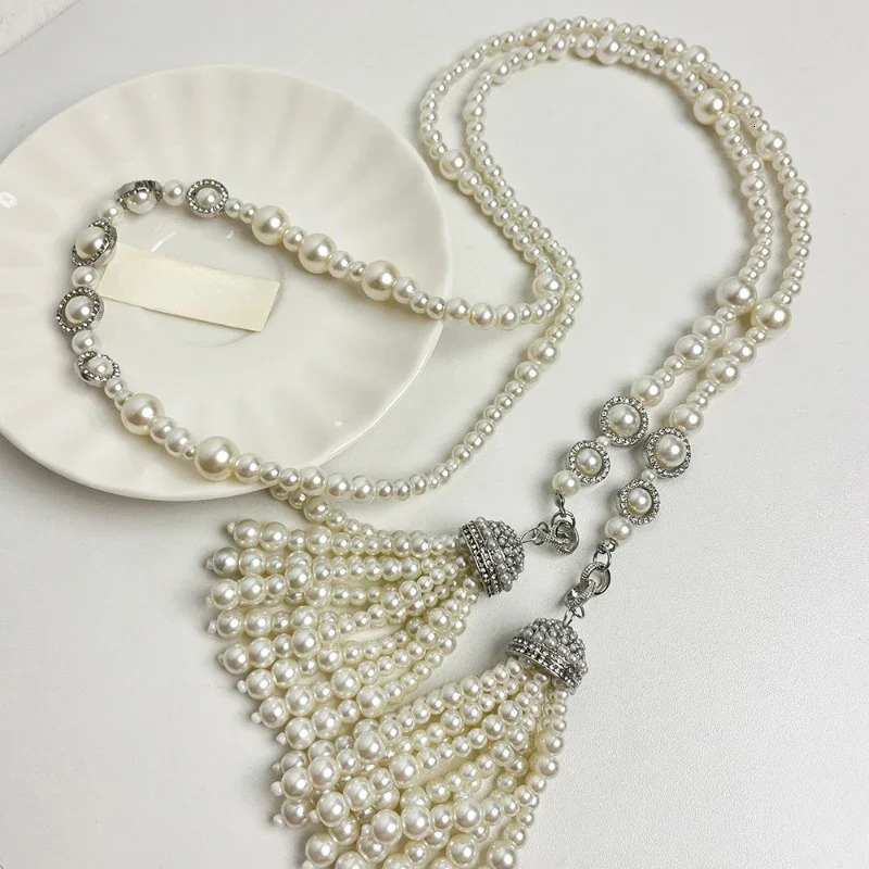 Bilandi Modern Jewelry Temperament Simulated Pearl Tassel Necklace For Women Wedding Gifts Delicate Accessories250108