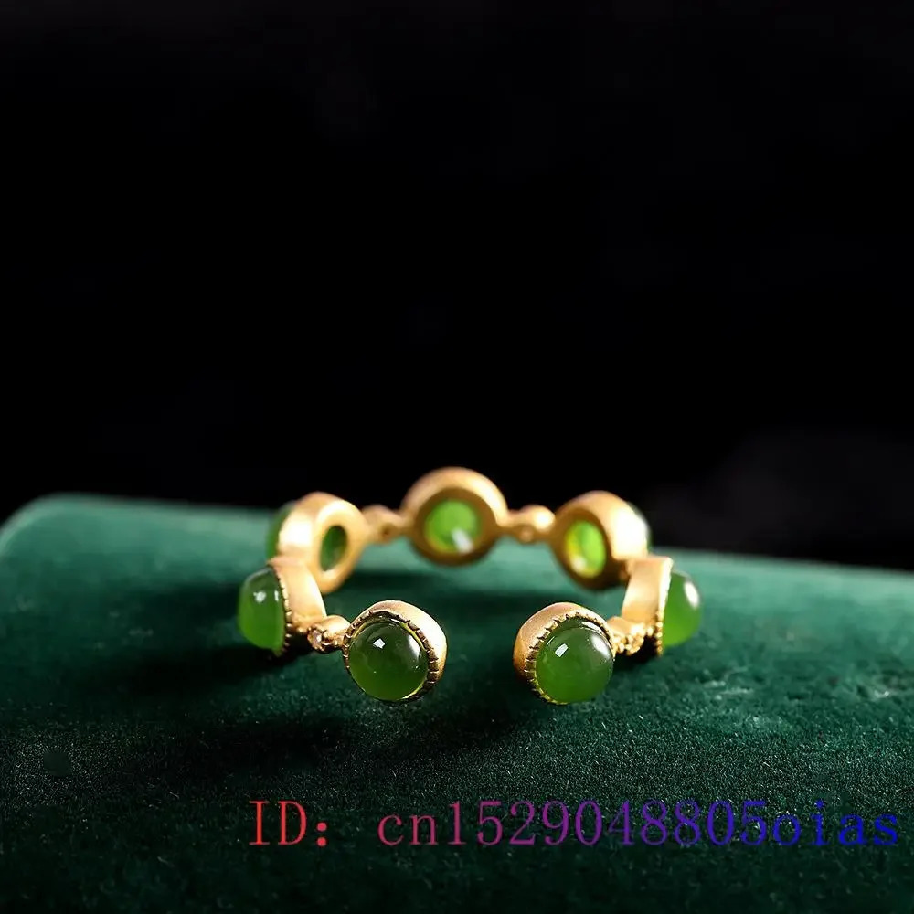 Green Jade Rings for Women Charms Jewelry 925 Silver Talismans Gift Natural Adjustable Ring Gifts Gemstone Gemstones 250106