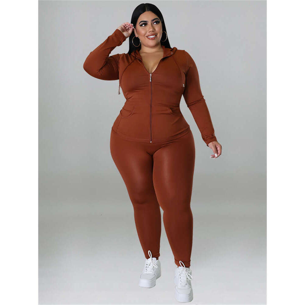 Women's Wear Plus Size Two Piece Outfits Women Hoodies Sweatsuit Leggings Pants Sets Solid Stretch Matching Wholesale Dropshipping New