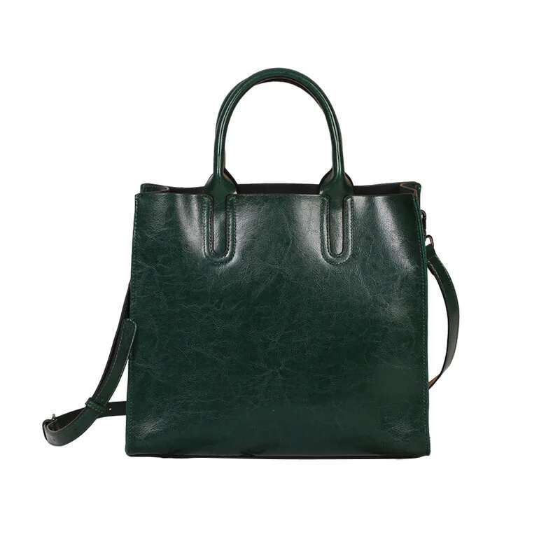 Zency Soft Retro Wax Leather Handbag Women's Tote Bags Large Capacity Composite Commute Crossbody Shoulder Bag Satchel