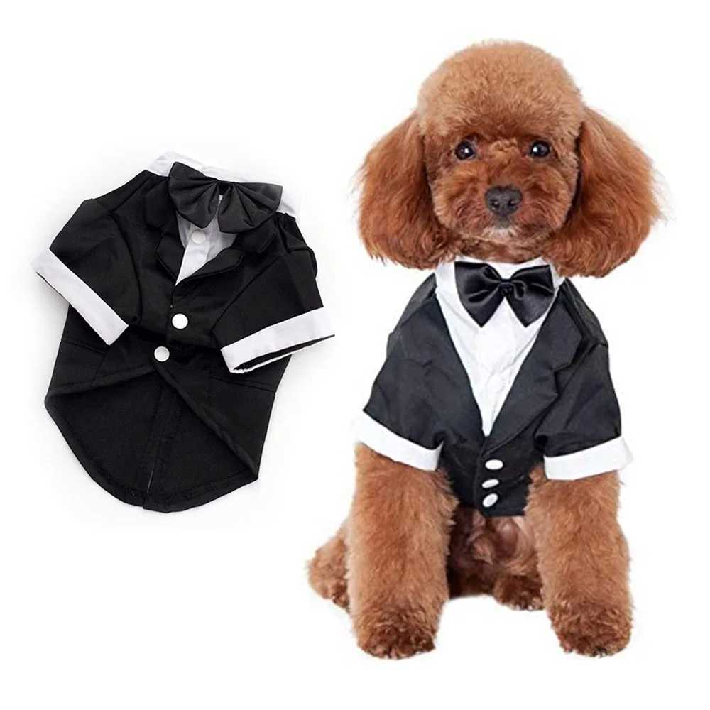 Dog Tuxedo Costume Formal Shirt Dog Wedding Black Jacket Suit Pet Puppy Prince Ceremony Bow Tie Suit Small Dogs Cats ClothesXJ250109