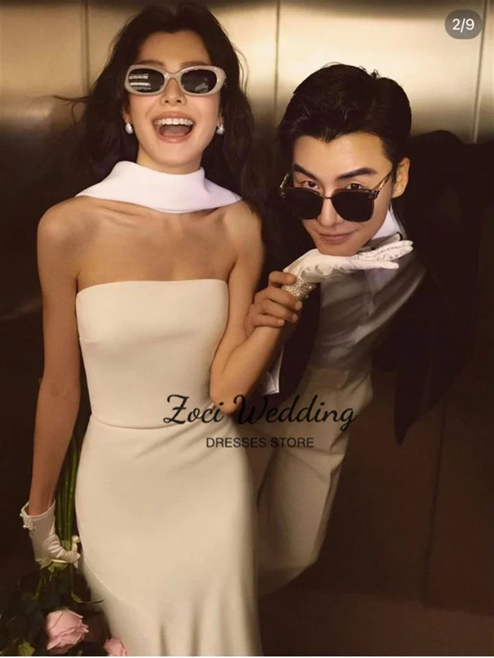 Zoci Simple Elegant Evening Dresses Strapless FloorLength Po Shoot Dress Wedding Party Customized Reception 250106