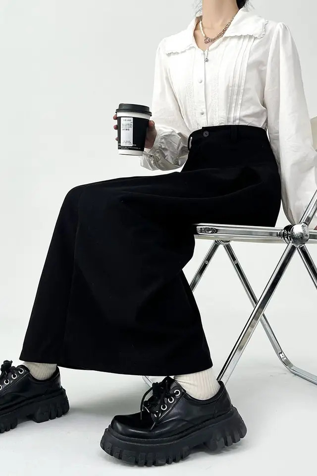 Yasuk AllSeason Casual Soft Solid Womens Pleated Skirt Long Draped Suit Elastic Waist Dress Maxi Slim Grace Student 250106