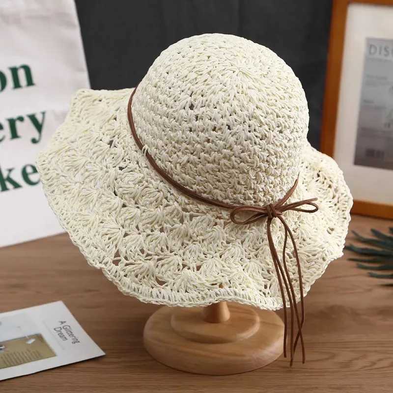 D T 2022 New Fashion Hat Text Luxury Leisure Bow Rope Decoration Elegant Sunscreen Beach Outdoor Style Versatile Straw X250109
