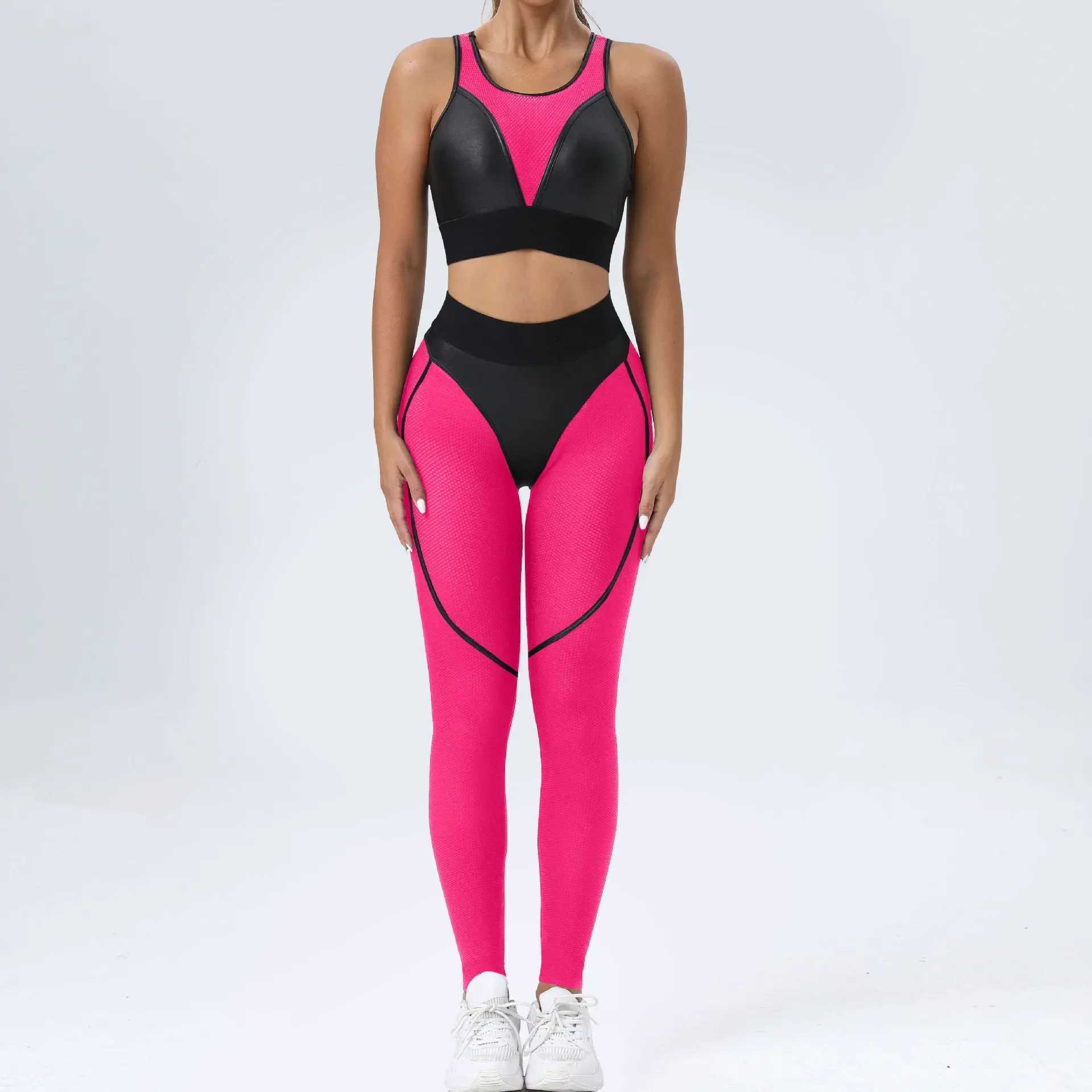 Gym Set Women Sportswear 2024 Mesh Sport Set Women Tracksuit Transparent Sexy Yoga Suit for Fitness Black Pink Orange Green NewXJ250109