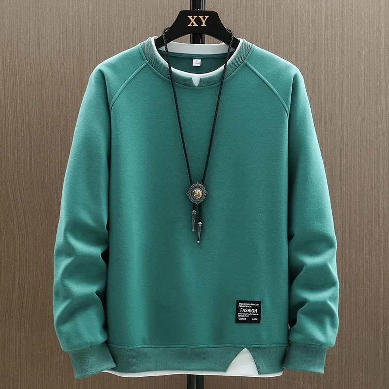 Mens Casual Sweatshirts Harajuku Solid Color Fashion Two Pieces ONeck Sweatshirt Hoodies Hip Hop Male Streetwear 250106