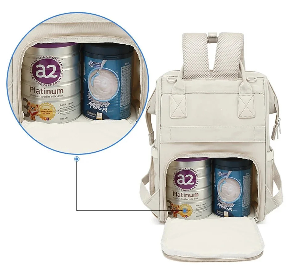 Baby Diaper Bag Mommy Bag Waterproof Backpack Outdoor Travel Powdered Milk Bag Mommy Maternity Bag Baby Products 2 Layer Gray 250106