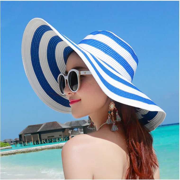 Hot Wens casual straw hat girl outdoor striped patch homework paper sun hat new summer advertisement flap big brown beach hat gorilla X250109