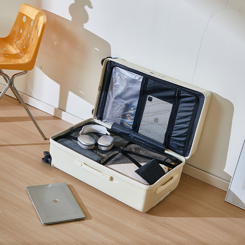 Zippered suitcase, 5 swivel wheels, pp hard shell suitcase with USB charging, large family travel and carry-on luggage 20/24/28/30/32 inch