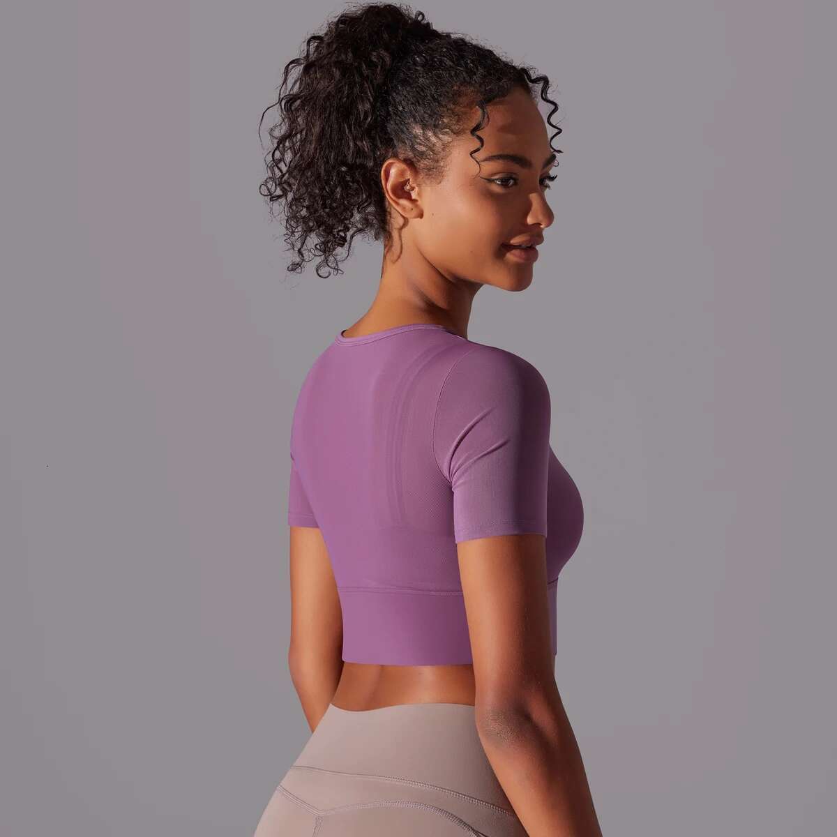 Solid Color Splicing Mesh Sexy Double Layer Camisole Short Sleeve Bra Gathering Running Fiess Yoga Clothing Top