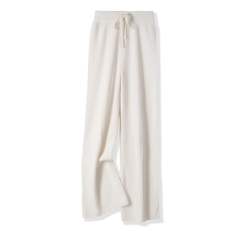 100% merino wool womens knitted trousers laceup fashionable warm autumn and winter 250108